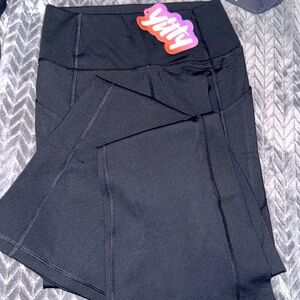 full length black flare leggings.